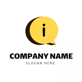 气泡 Logo Yellow Bubble and Black Letter I logo design