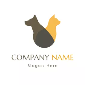 Doggy Logo Yellow Cat and Black Dog logo design