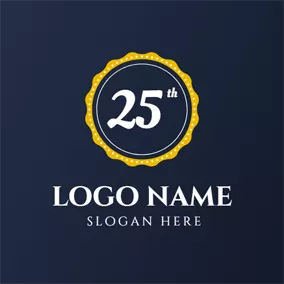 Logótipo Aniversário Yellow Circle and 25th Anniversary logo design