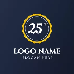 Logotipo De Aniversario Yellow Circle and 25th Anniversary logo design