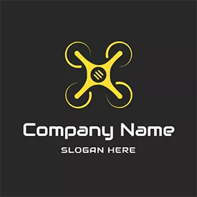 Drone Logo Yellow Circle and Abstract Drone logo design