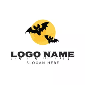 Logótipo Morcego Yellow Circle and Black Bat logo design