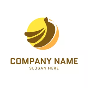 香蕉 Logo Yellow Circle and Brown Banana logo design
