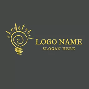 英语 Logo Yellow Circle and English Letter logo design