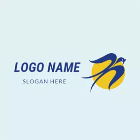 Yellow Logo Yellow Circle and Exaggerated Bird logo design