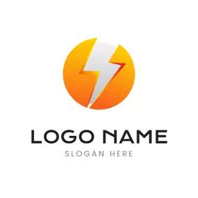 能源Logo Yellow Circle and Lightning Power logo design