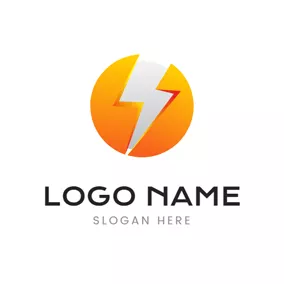 Energie Logo Yellow Circle and Lightning Power logo design