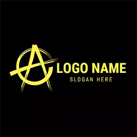 パンクロゴ Yellow Circle and Punk Icon logo design