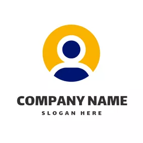 Man Logo Yellow Circle and Social Network logo design