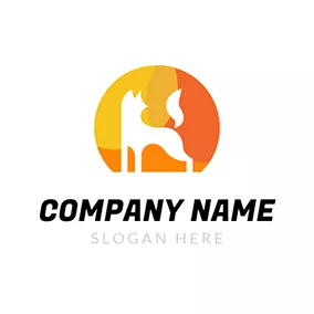 Flat Logo Yellow Circle and White Fox logo design