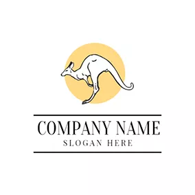 Kangaroo Logo Yellow Circle and White Kangaroo logo design