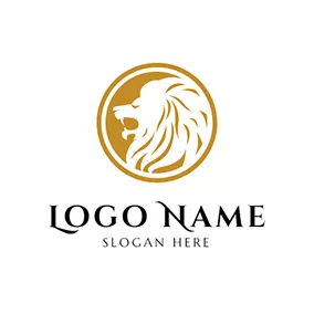 狮子Logo Yellow Circle and White Lion logo design