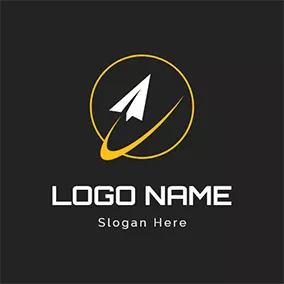 Airliner Logo Yellow Circle and White Paper Airplane logo design