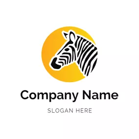 斑馬 Logo Yellow Circle and Zebra Head logo design