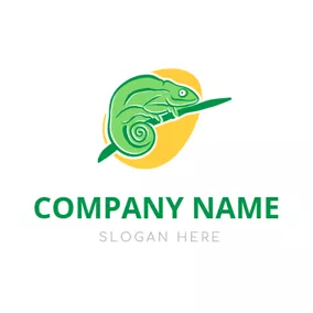 蜥蜴 Logo Yellow Color Lump and Green Lizard logo design