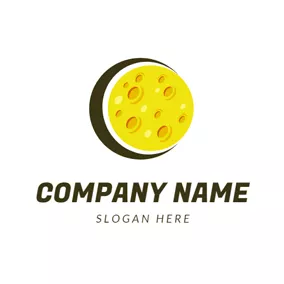 月亮 Logo Yellow Crater Moon and Eclipse logo design