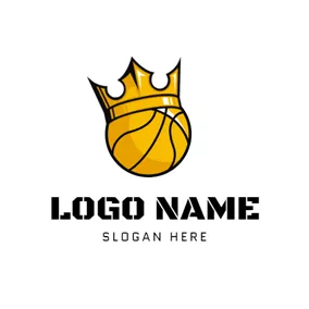 Logótipo De Basquetebol Yellow Crown and Basketball logo design