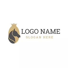 Tattoo Logo Yellow Crown and Black Horse logo design