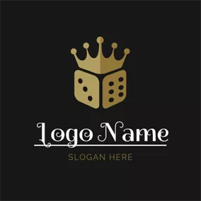 Cube Logo Yellow Crown and Dice logo design