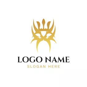 Throne Logo Yellow Crown and Special Tribal Totem logo design