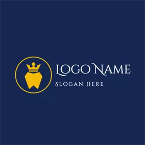 歯ロゴ Yellow Crown and Tooth logo design