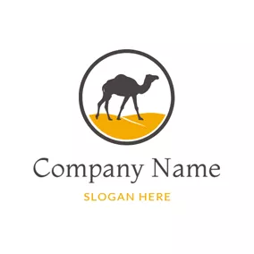 沙漠 Logo Yellow Desert and Black Camel logo design