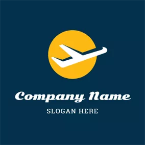 地球ロゴ Yellow Earth and Airplane logo design