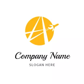 Aeroplane Logo Yellow Earth and Plane logo design