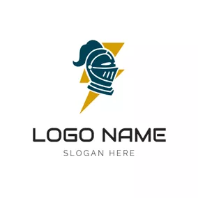 斯巴达 Logo Yellow Flash and Green Spartan logo design