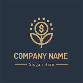 Currency Logo Yellow Flower and Dollar Sign logo design