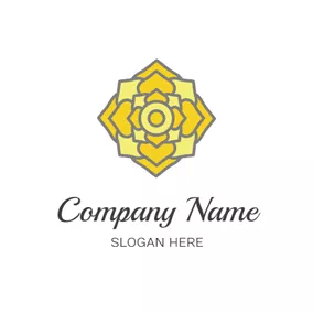フローリング　ロゴ Yellow Flower and Floor Tile logo design
