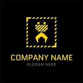 Flat Logo Yellow Frame and Crane logo design
