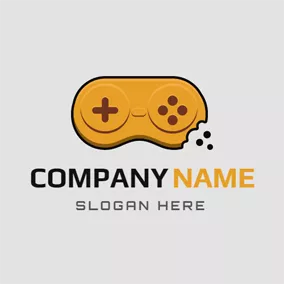 Logótipo De Anúncio Yellow Gamepad and Biscuits logo design