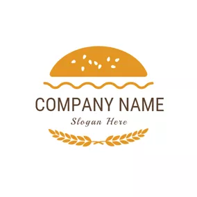 Delicious Logo Yellow Hamburger and Wheat logo design