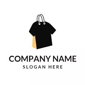 Shopping Logo Yellow Handbag and Black T Shirt logo design