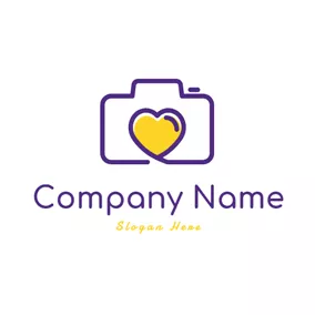 婚礼摄影logo Yellow Heart and Camera logo design
