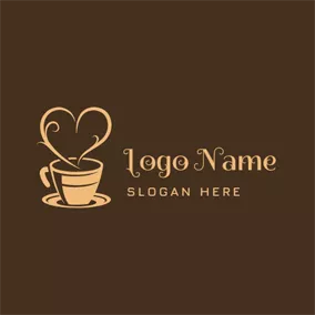 Logótipo Café Yellow Heart and Coffee logo design