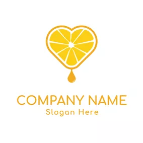 ドリンクのロゴ Yellow Heart and Orange logo design