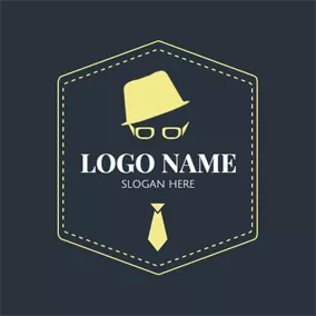 Logótipo Hipster Yellow Hexagon and Hipster Icon logo design