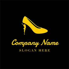 鞋Logo Yellow High Heeled Shoes Icon logo design
