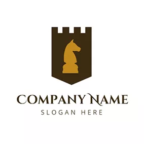 Logotipo De Animal Yellow Horse and Brown Castle logo design