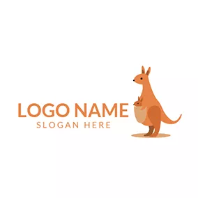 嬰兒Logo Yellow Kangaroo Baby and Mother logo design
