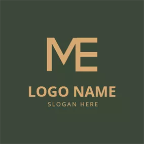 Combination Logo Yellow Letter M and E Monogram logo design