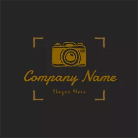 攝像logos Yellow Line and Camera logo design