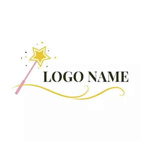 仙女 Logo Yellow Line and Magic Stick logo design