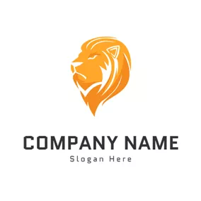 ライオンのロゴ Yellow Lion Head Sketch logo design