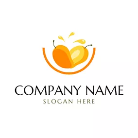 ジュースロゴ Yellow Mango and Juice logo design