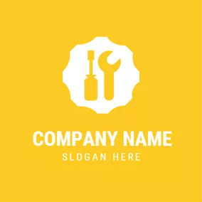 Cog Logo Yellow Oil and Spanner logo design