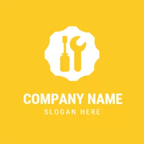 Mechanic Logo Yellow Oil and Spanner logo design