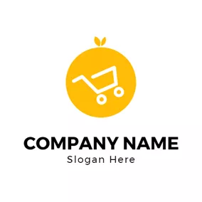 Shopping Cart Logo Yellow Orange and White Trolley logo design